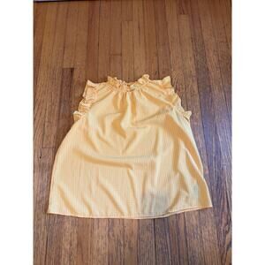 Who What Wear Blouse Womens Medium Yellow Gingham Ruffle Sleeveless Top Summer